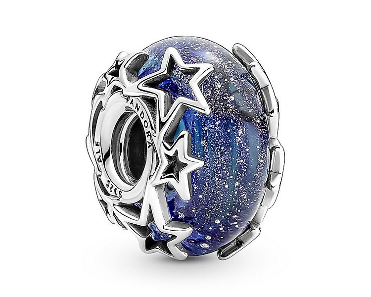 Pandora Runder Anhänger Silber Charm Murano Galaxienblau und Sterne günstig online kaufen