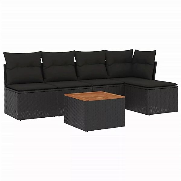 vidaXL 6-tlg Garten-Sofagarnitur mit Kissen Schwarz Poly Rattan Modell 97 günstig online kaufen