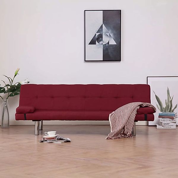 Schlafsofa Mit Zwei Kissen Weinrot Polyester günstig online kaufen