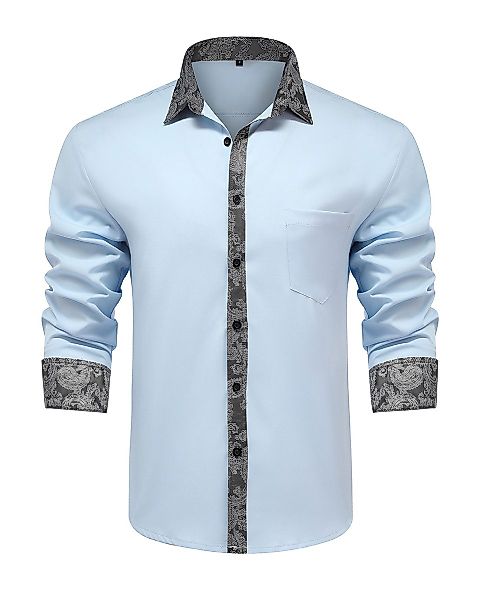 Allthemen Langarmhemd mit Stickmuster Kontrast Langarmhemd günstig online kaufen