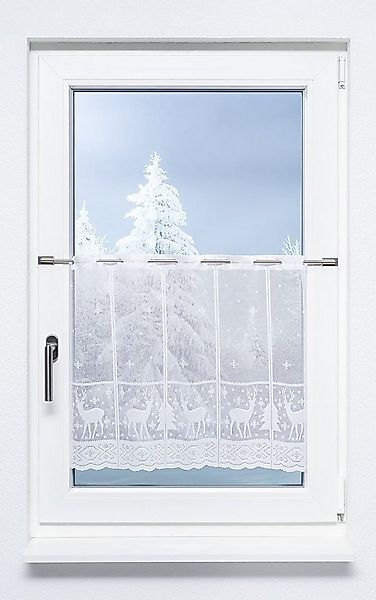 LYSEL® Scheibengardine Hirsch im Winterwald (1 St), transparent, HxB 50x45c günstig online kaufen