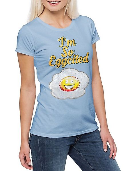 Urban Backwoods Print-Shirt I'm So Eggcited Damen T-Shirt Ei Fried Egg Spie günstig online kaufen