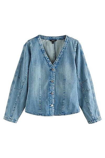 Next Jeansbluse Bluse mit V-Ausschnitt und Barrel-Ärmeln (1-tlg) günstig online kaufen