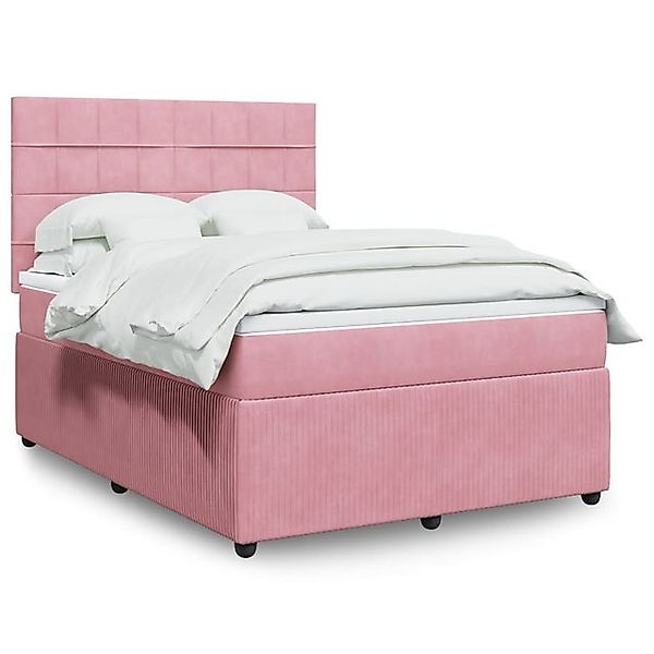 vidaXL Boxspringbett, Boxspringbett mit Matratze Rosa 160x200 cm Samt günstig online kaufen