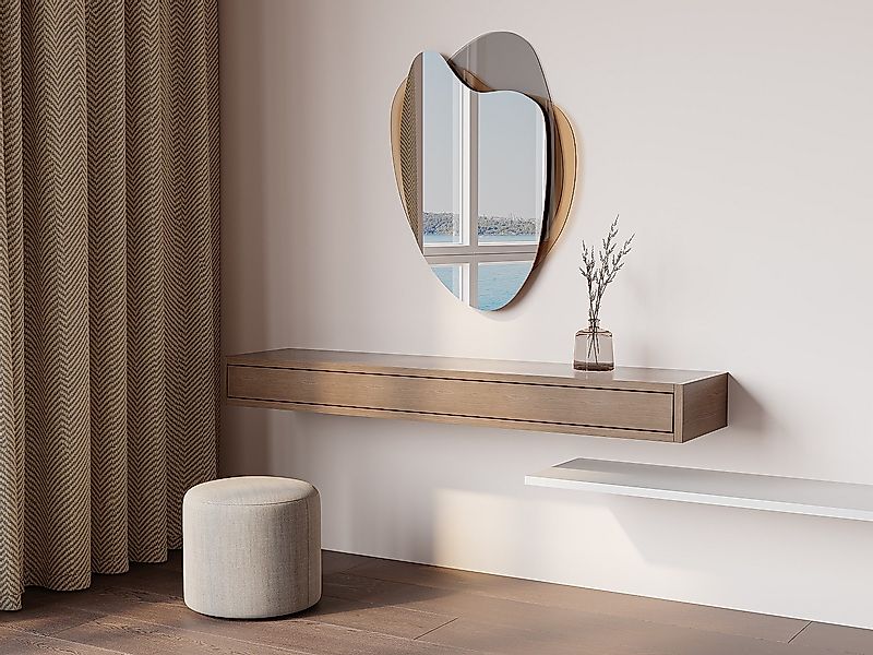 Organischer Design-Spiegel - 55 x 71 cm - Braun & Rauchgrau - LISHIA günstig online kaufen