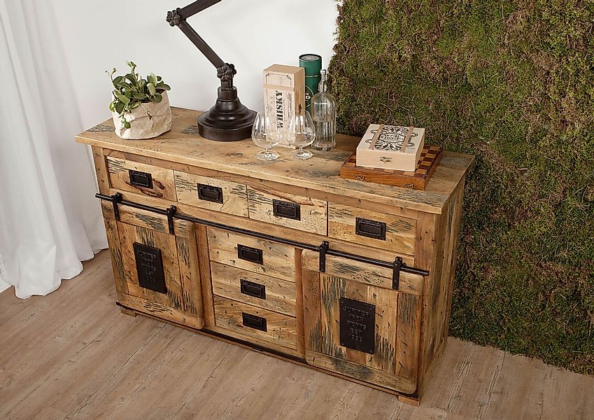 Massivmoebel24 Sideboard (Massivholz), Mango 150x45x90 natur lackiert RAILW günstig online kaufen