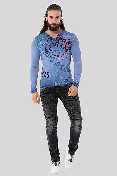 Cipo & Baxx T-Shirt "Sweatshirts" mit Knopfleiste am Ausschnitt günstig online kaufen