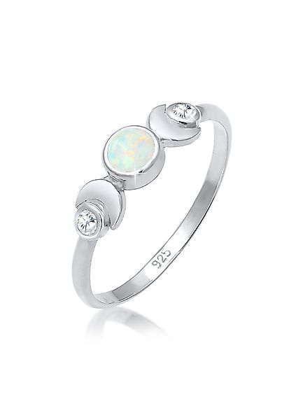 Elli Fingerring Halbmond Zirkonia Synthetischer Opal günstig online kaufen