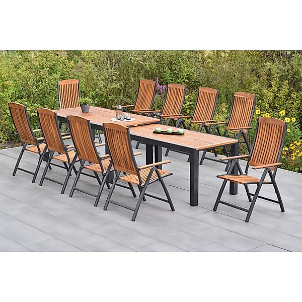 Merxx Athos Set 11-tlg. mit Flex-Gartentisch Ausziehbar 180/360 x 100 cm günstig online kaufen