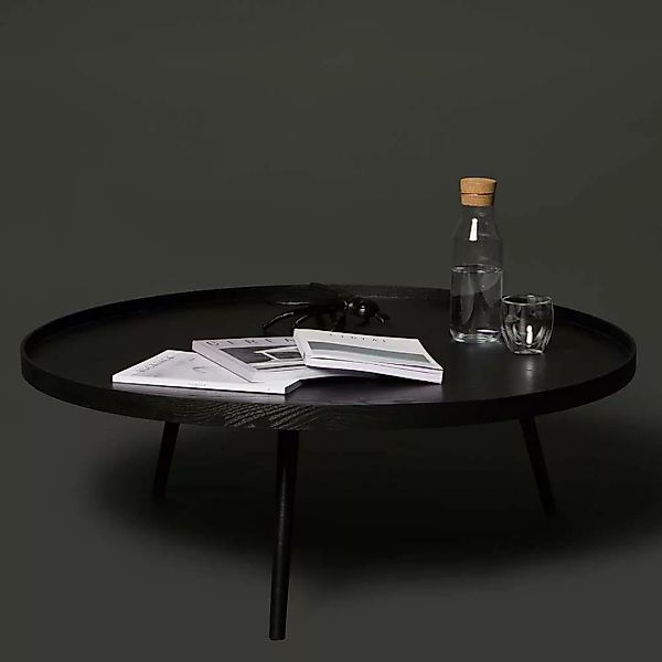Schwarzer Sofa Tisch 36 cm hoch runder Tischplatte günstig online kaufen