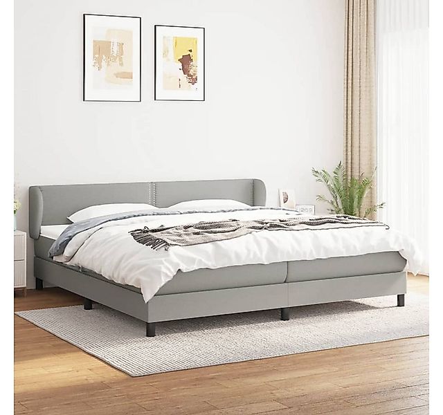 vidaXL Boxspringbett Boxspringbett mit Matratze Hellgrau 200x200 cm Stoff B günstig online kaufen