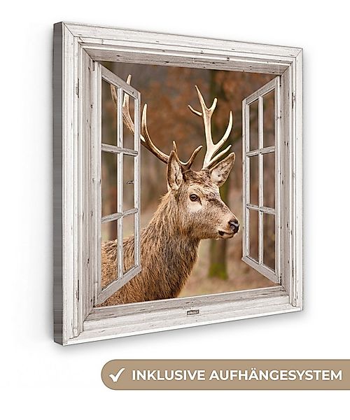 OneMillionCanvasses® Leinwandbild Hirsch - Tier - Wald - Herbst - Hirschkop günstig online kaufen