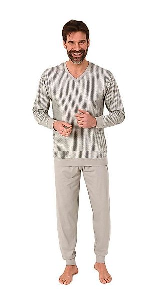 Normann Pyjama Normann Herren langarm Schlafanzug mit Bündchen in edler Opt günstig online kaufen