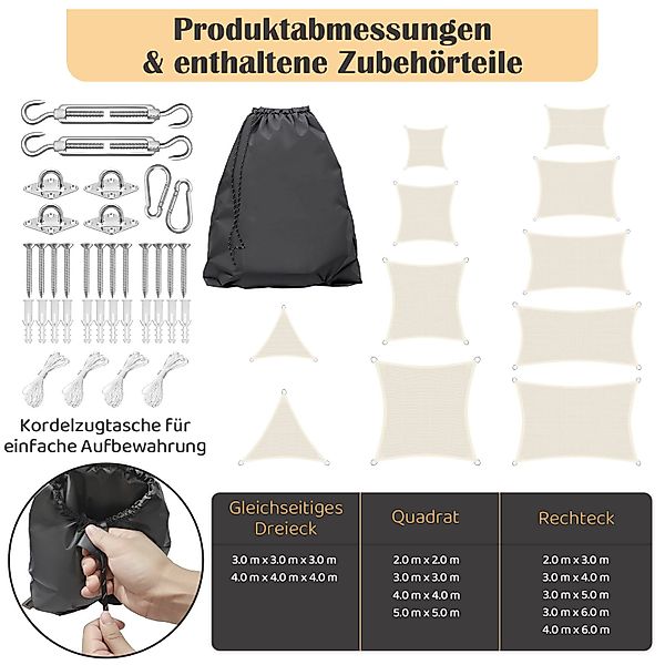 Homewit Sonnensegel Rechteckig/Viereckig/Dreieck, UV schutz, Winddicht, günstig online kaufen