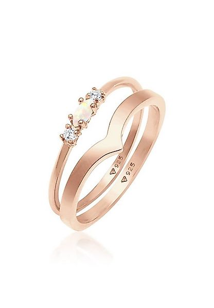 Elli Ring-Set Marquise Opal Zirkonia Dreieck (2 tlg) 925 Silber, Ring Set günstig online kaufen