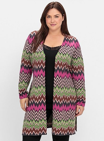 sheego by Joe Browns Strickjacke Longstrickjacke . im Zickzack-Jacquardmust günstig online kaufen