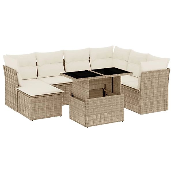 vidaXL 8-Tlg Garten-Sofagarnitur mit Kissen Beige Poly Rattan 3266758 günstig online kaufen