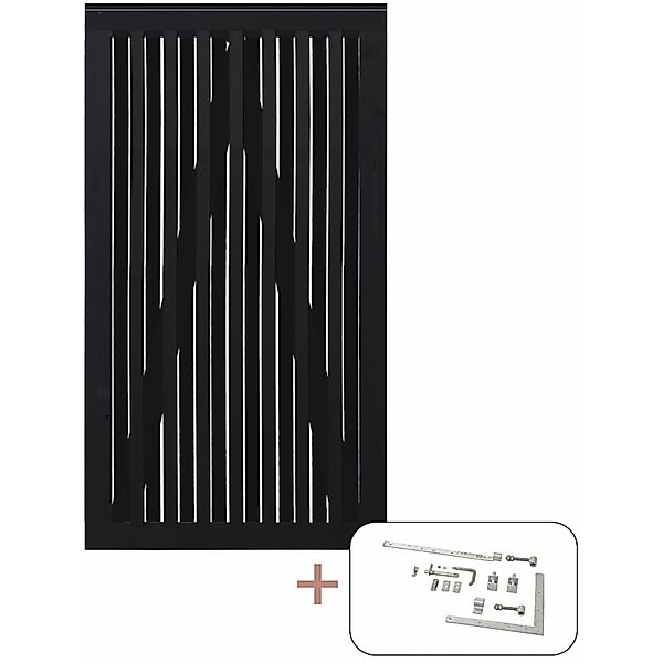 Einzeltor Nagano Nadelholz Schwarz 100 cm x 180 cm günstig online kaufen