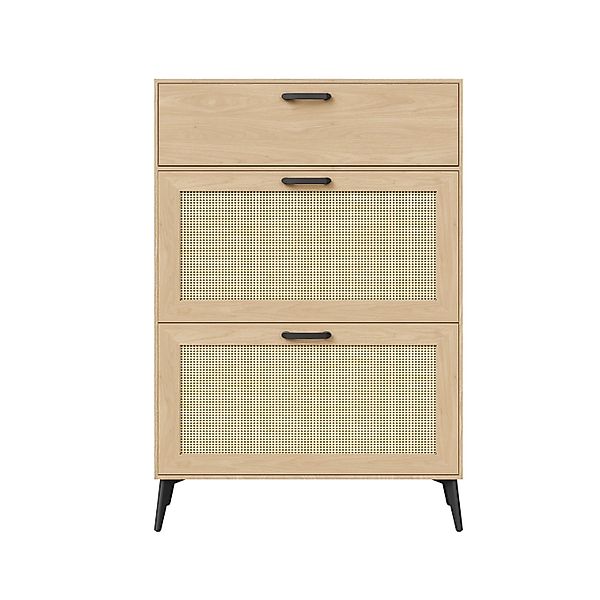 PXloue Schuhkipper  Schuhablage Schuhschrank aus Rattan mit 3 KlappenTrennw günstig online kaufen