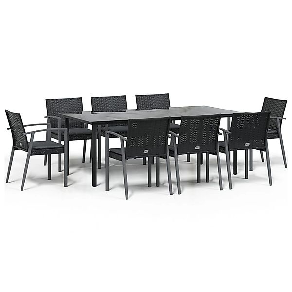 vidaXL 9-Tlg Garten-Essgruppe mit Kissen Poly Rattan und Stahl 3187000 günstig online kaufen