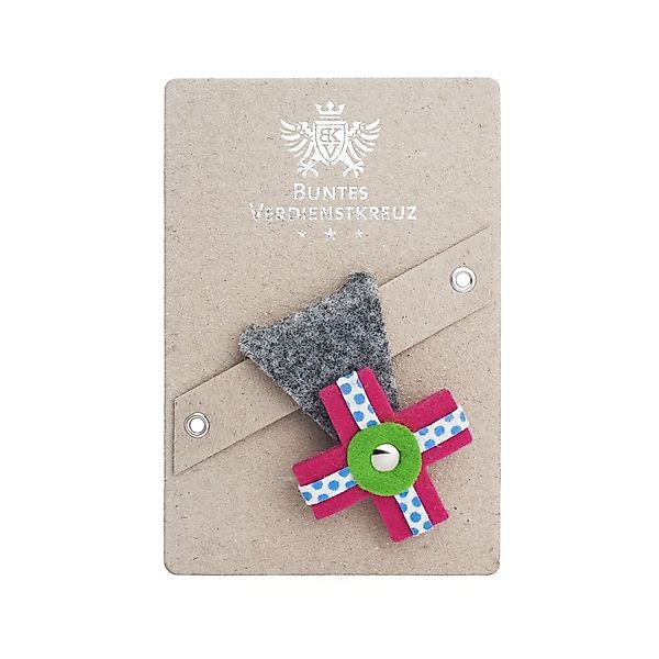 Buntes Verdienstkreuz aus Filz grau-pink günstig online kaufen