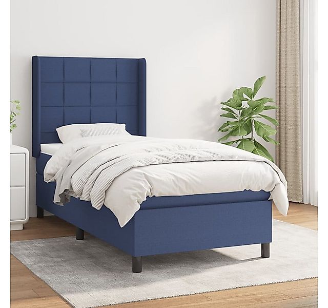 vidaXL Boxspringbett Boxspringbett mit Matratze Blau 90x200 cm Stoff Bett B günstig online kaufen