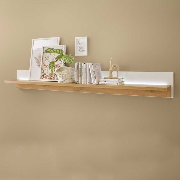 Wand Regal in Weiß und Wildeiche NB LED Beleuchtung günstig online kaufen