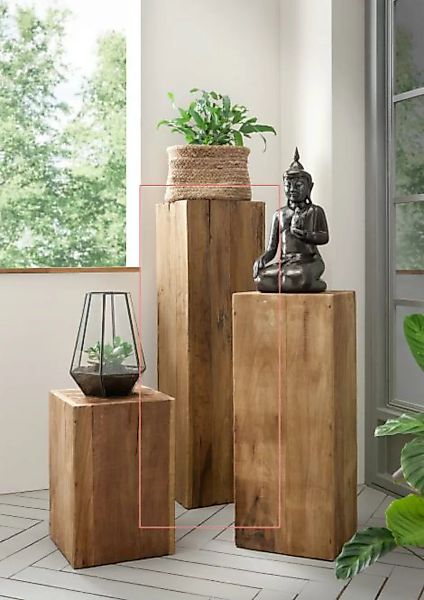 Blumenständer 105 cm hoch ROOT Teak Holz Natur Hellbraun günstig online kaufen