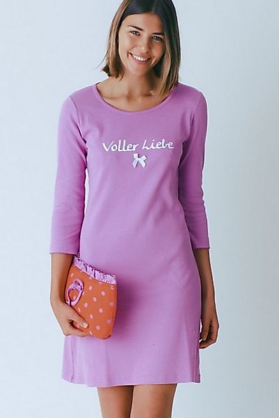Louis & Louisa Schlafanzug Nachthemd Damen - VOLLER LIEBE - soft pink günstig online kaufen