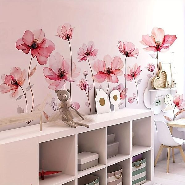 Montegoni Wandsticker Moderne Wandsticker Blumenmotiv in Pink – Selbstklebe günstig online kaufen