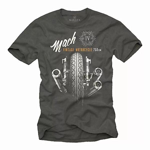 MAKAYA T-Shirt Herren Mach 4 Aufdruck Vintage Motorrad Bekleidung Männer Ge günstig online kaufen