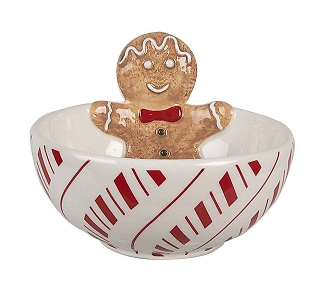 Clayre & Eef Dekoschale Schale 250 ml, weiß, rot, Keramik Lebkuchen, Schale günstig online kaufen