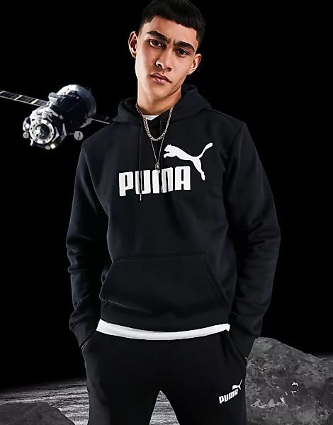 Puma – Essentials – Kapuzenpullover mit großem Logo in Schwarz günstig online kaufen