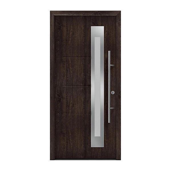 EcoStar Haustür Isopro Secur IPS 780S Eiche Dunkel 110 cm x 210 cm DIN R günstig online kaufen