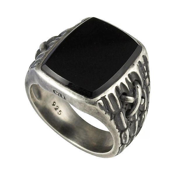 CAÏ Fingerring "925/- Sterling Silber matt oxidiert Onyx" günstig online kaufen