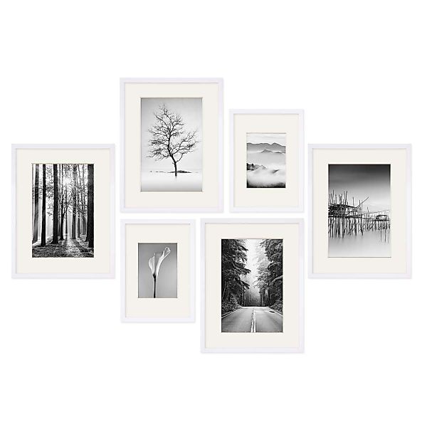 PHOTOLINI Bilderrahmen 6er Set Modern Schmal 21x30 und 30x40 cm mit Passepa günstig online kaufen