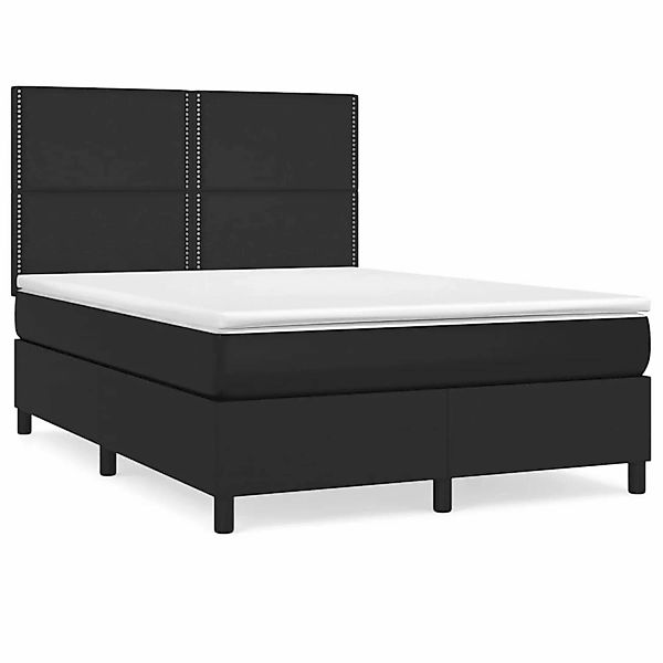 vidaXL Boxspringbett mit Matratze Schwarz 140x190 cm Kunstleder1466158 günstig online kaufen