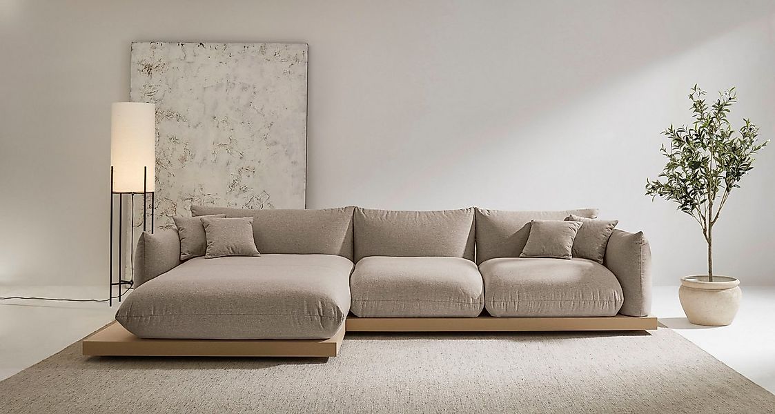 OTTO home Ecksofa Kalix, Polsterecke mit kräftigem Holz-Plateau, moderne Co günstig online kaufen