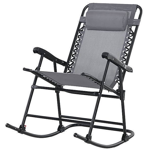 Outsunny Schaukelstuhl klappbar Gartenstuhl Schwingstuhl mit Kopfkissen bis günstig online kaufen