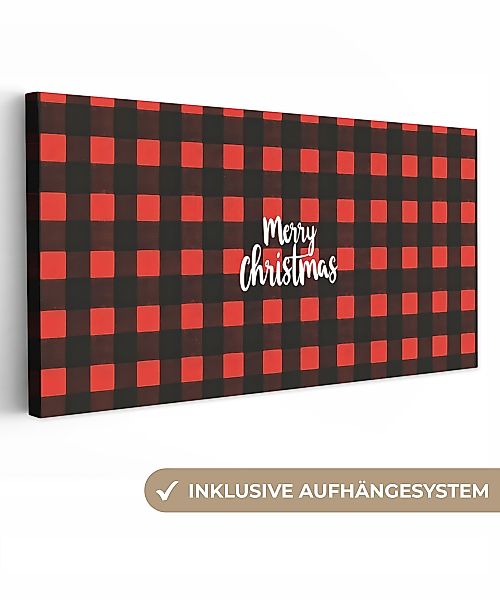 OneMillionCanvasses® Leinwandbild Panorama Kariert - Rot günstig online kaufen