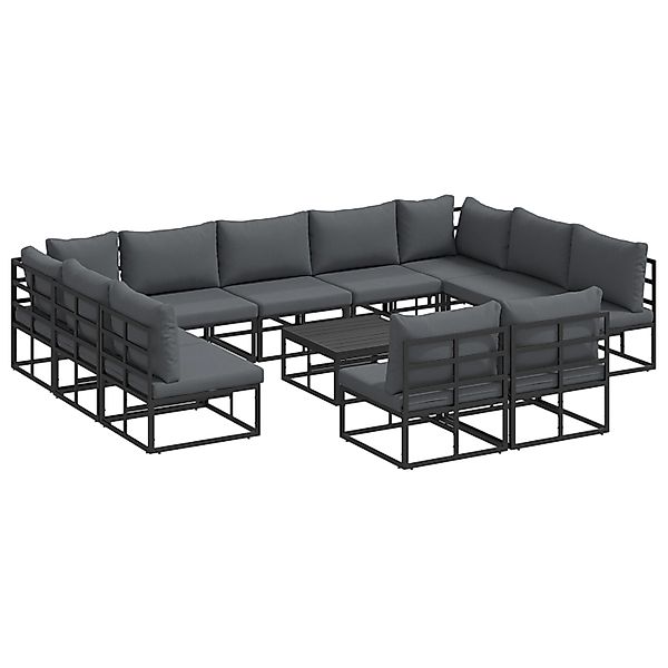 vidaXL Garten-Sofa-Set mit Kissen 12-Tlg Schwarz Aluminium 3378917 günstig online kaufen