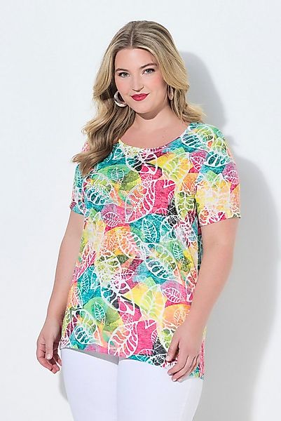 MIAMODA T-Shirt T-Shirt bequeme Passform Blättermuster günstig online kaufen