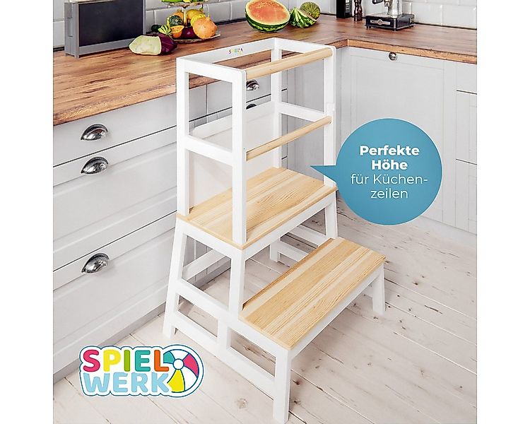 Spielwerk Stehhilfe, Lernturm ab 2 Jahren mit Tafel Montessori Tritthocker günstig online kaufen