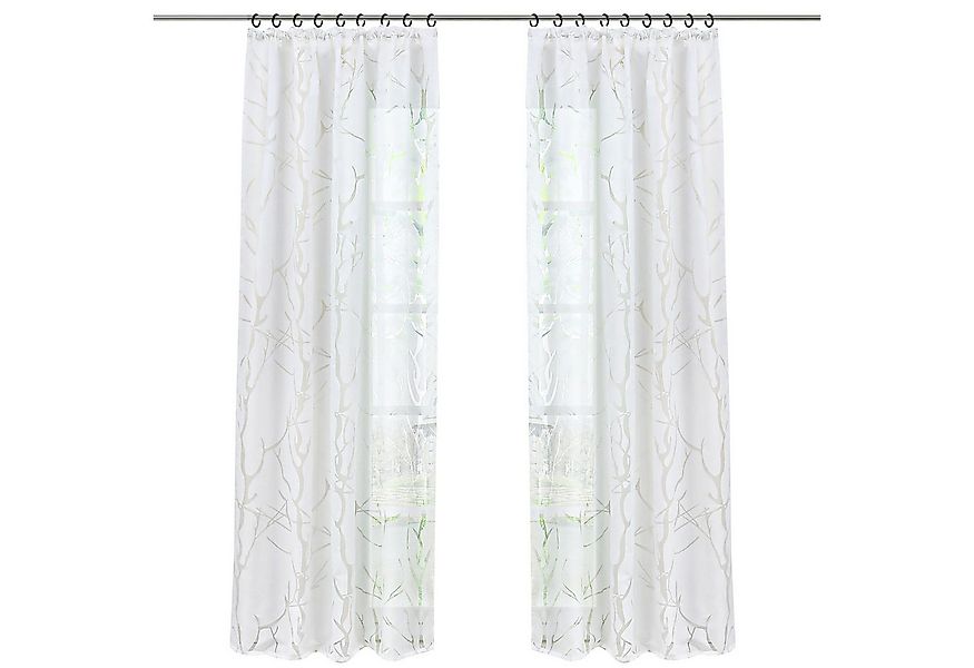 Joyswahl Gardine (1 St), Kräuselband, transparent, mit Äste Muster günstig online kaufen