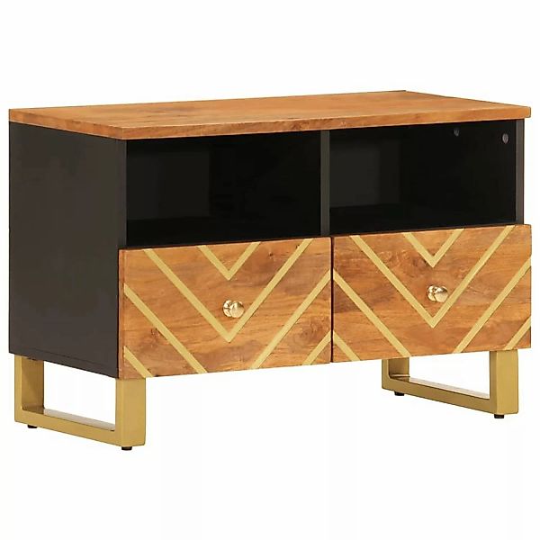 VidaXL TV-Schrank Braun und Schwarz 70x33,5x46 cm Massivholz Mango günstig online kaufen