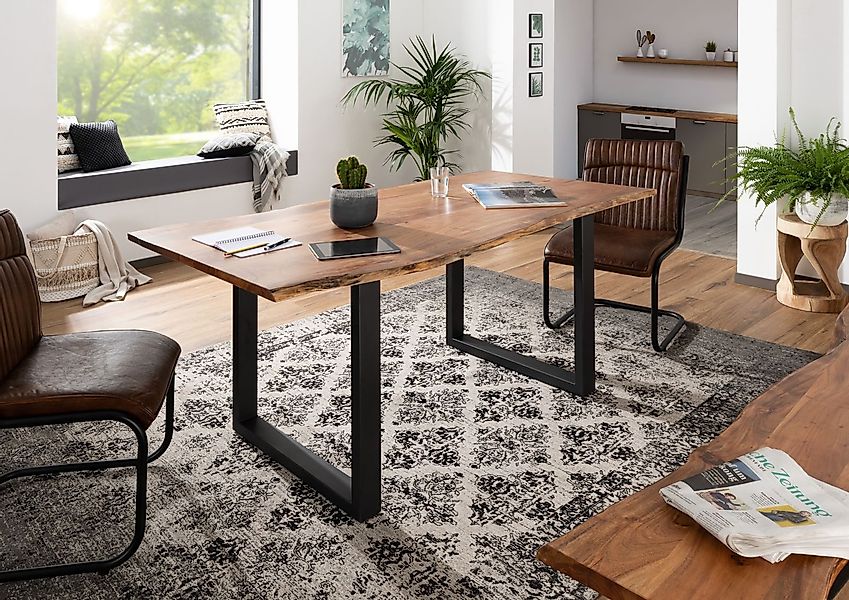 Massivmoebel24 Baumkantentisch FREEFORM (Baumtisch Akazie 140x90x76 günstig online kaufen