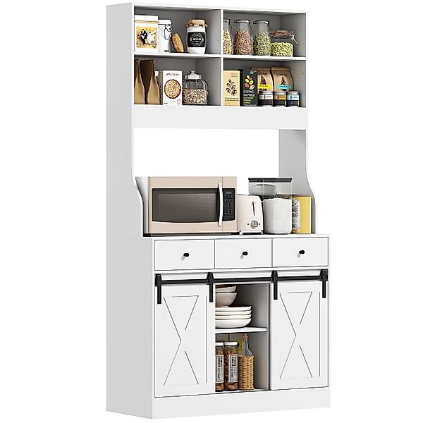 HOMCOM Küchenschrank Spanplatte 93,5L x 40B x 180H cm Weiß günstig online kaufen