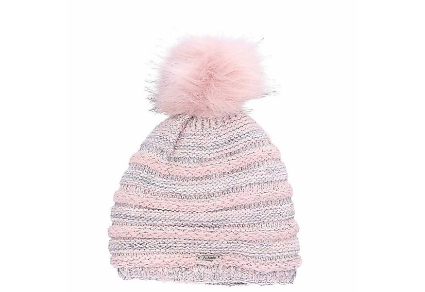 Antonio Strickmütze Antonio Strick Mütze Beanie mit Bommel Rosa (1-St) günstig online kaufen
