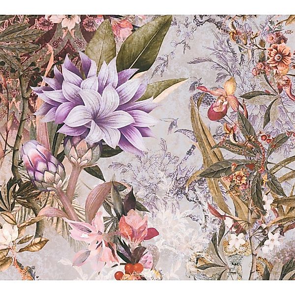 Vliestapete Blumenoptik Floral Matt glatt Lila Beige FSC® günstig online kaufen