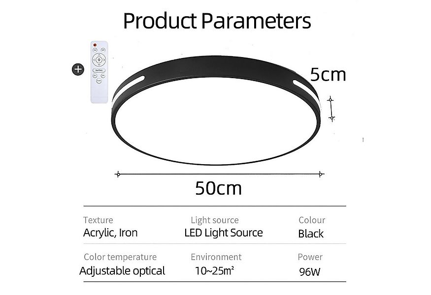 Natsen Deckenleuchte Runde LED Deckenlampe, 96W, Voll dimmbar, Warmweiß bis günstig online kaufen